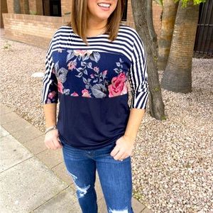 NWT Nydia Floral Striped Top. Sew In Love